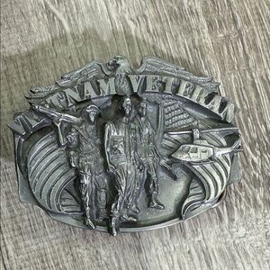 Silver Patriotic Belt Buckle Vietnam Veteran
